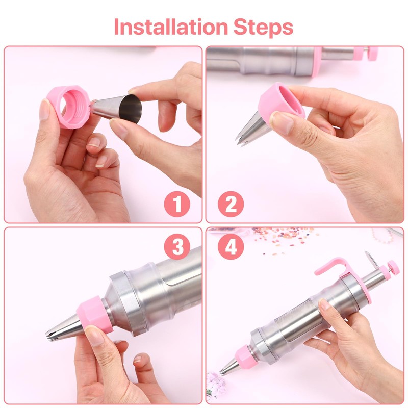 Icing Decoration Gun Set, Stainless Steel Dessert Decorating Syringe Set,