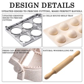 9 Piece Plastic and Stainless Steel Dumpling Mold Set,Ravioli Cutter and Maker, Suitable for Turning Dumplings, Chinese Dumplings