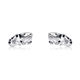 CUPENDA Bearded Dragons Earrings Sterling Silver Lizard Stud Earrings Lizard Animal Jewellery Gifts for Women, Sterling Silver, No Gemstone