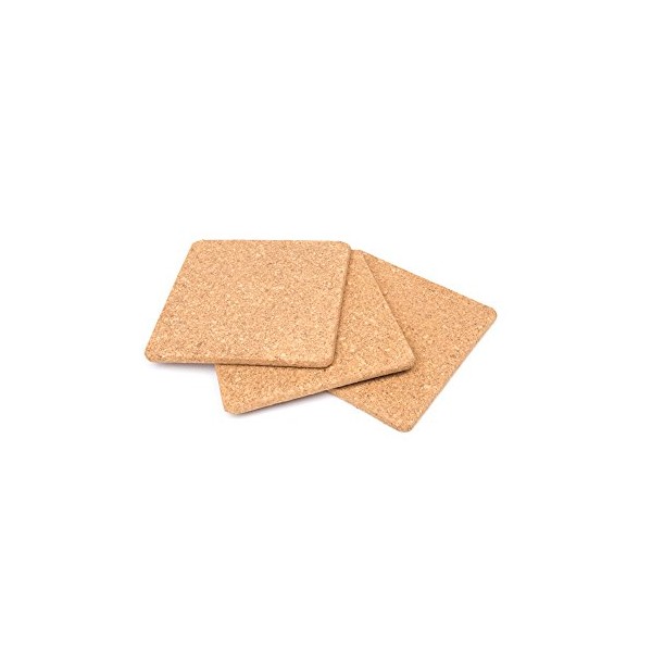 Fox Run Square Cork Trivets for Dishes, Pots, Pans and Plants, 7" x 0.5" Thick, Set of 3 Hot Pads