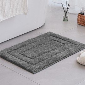 GRANNY SAYS Bathroom Mat, 16" x 24" Dark Grey Bath Mats for Bathroom Non Slip, Super Soft Bathmat, Bath Matts for Floor, Washroom Absorbent Bath Mat, Tapis de Bain, Microfiber Bathroom Floor Mats
