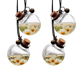 UUYYEO 4 Pcs Car Hanging Diffuser Bottles Empty Car Perfume Glass Bottle Air Freshener Pendant Car Fragrance Diffuser Bottle
