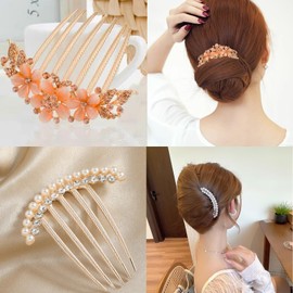 nalaina Hair Accessory, 2-Piece Set, Evening Comb, Hair Ornament, Pearl, Hair Comb, Glitter, Hair Comb, Hair Arrangement, Hot Hair, Valentine's Day, Graduation Ceremonies, Weddings, Kimono, Coming of