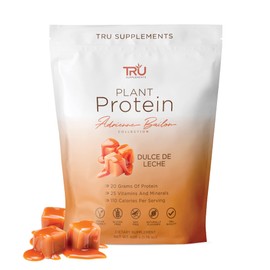 TRU Supplements TRU Plant Based Protein Powder, BCAA, EAA, 20g Vegan Protein, 100 Calories, 27 Vitamins, No Artificial Flavors 25 Servings 25 Servings (Dulce De Leche)