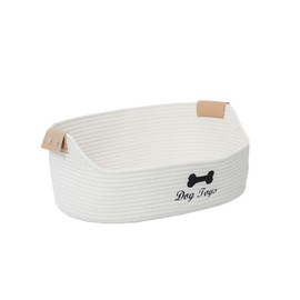 JJSQYLAN Large Dog Toy Basket, Cotton Rope Dog Toy Bin Organizer, Dog Toy Box, Pet Toys Storage Accessory, Dog Basket for Toys