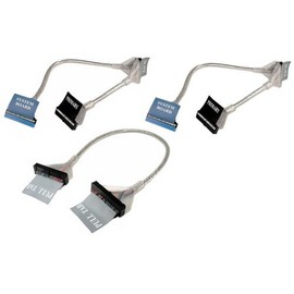 Nexhi 24-inches 40-pin(80-Wire) Ultra ATA/100/60/33 DMA Hard Drive Round Ribbon Cable with 18-inch 1 Device Floppy Cable for ATX 3-Header Connector 1x34-pin IDC- Female Cable, Kit of 2 Cables.