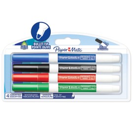 PAPER MATE Low Odour Whiteboard Markers | Fine Tip | Assorted Colours | Pack of 4
