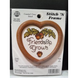 Needle Magic Counted Cross Stitch Kit 3204 Friendship Grows Stitch N Frame NOS Acorns Fall