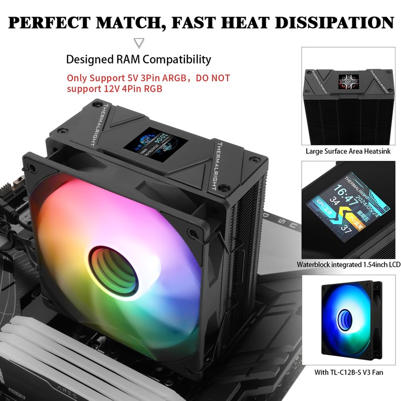 Thermalrlght Assassin Spirit 120 Vision ARGB Black CPU Air Cooler,