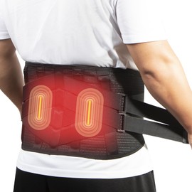 Oramuon Heated Back Brace with Massage, Rechargeable Heating Pad for Back Pain Relief, Adjustable Back Support Belt with Heat Therapy and Vibration Massager for Men and Women, L