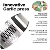 Garlic Press Rocker with Stainless Steel Peeler, Garlic Crusher, Mincer