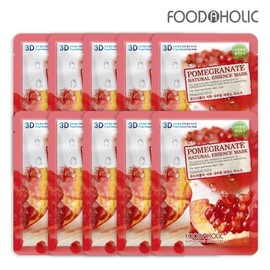 Foodaholic 3D Pomegranate Natural Essence Mask Pack (10 sheets) / 푸드어홀릭3D 석류 내추럴에센스 마스크팩(10매)