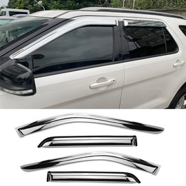 Deebior 94251Y Chrome Side Window Visor Wind Vent Deflector,4pc Outside Mount Style Shade Sun Rain Guards Set fit for 2008-2016 Chevy Town & Country,2008-2018 Dodge Grand Caravan