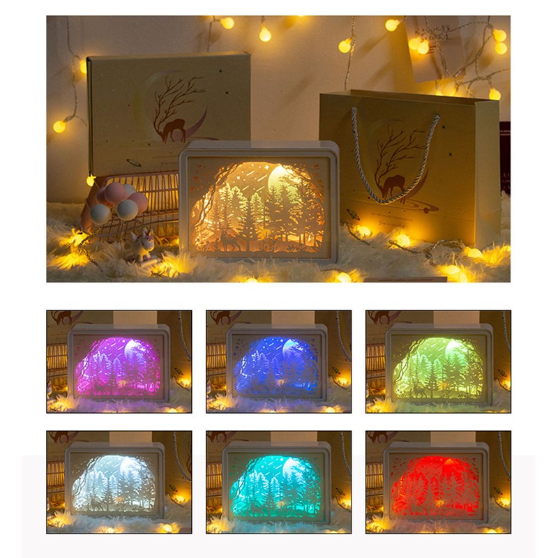Papercut Light Box Soft Warm Light Romantic USB Battery Powered