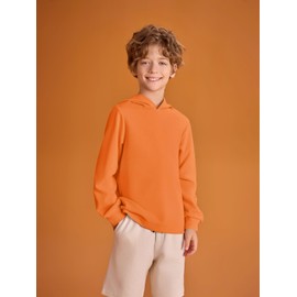 Haloumoning Boys Fashion Hoodies Kids Long Sleeve Hooded Sweatshirts 5-14 Years Orange