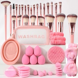 ASVEL 51 Piezas Set de Brochas de Maquillaje Profesional Completo, Rosa                                                                               