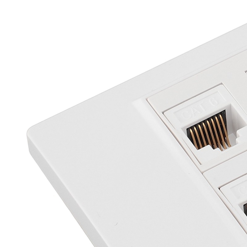6 Port Cat 6 Ethernet Wall Plate Removable Female to
