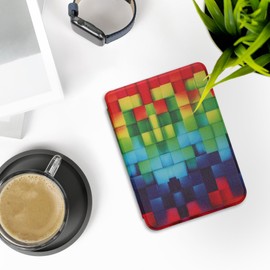 kwmobile Case Compatible with Kobo Clara BW/Colour Case - eReader Cover - Rainbow Cubes Multicolor/Green/Blue