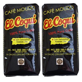 (2 Pack) Puerto Rican Coffee -14 Ounce Bags El Coqui Puro Cafe (28 Ounce Total)
