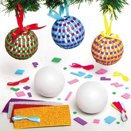 Baker Ross AX529 Christmas Baubles Mosaic Craft Sets - Pack of 4, Mosaic Balls for Gluing for Children, Foam Rubber Creative Set for Children for Christmas