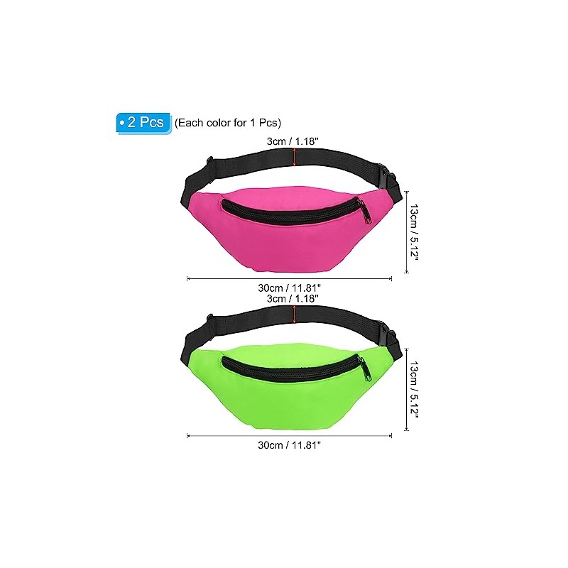 PATIKIL 80s Riñonera para Mujer, 2 Paquete Ajustable Riñonera Bolso