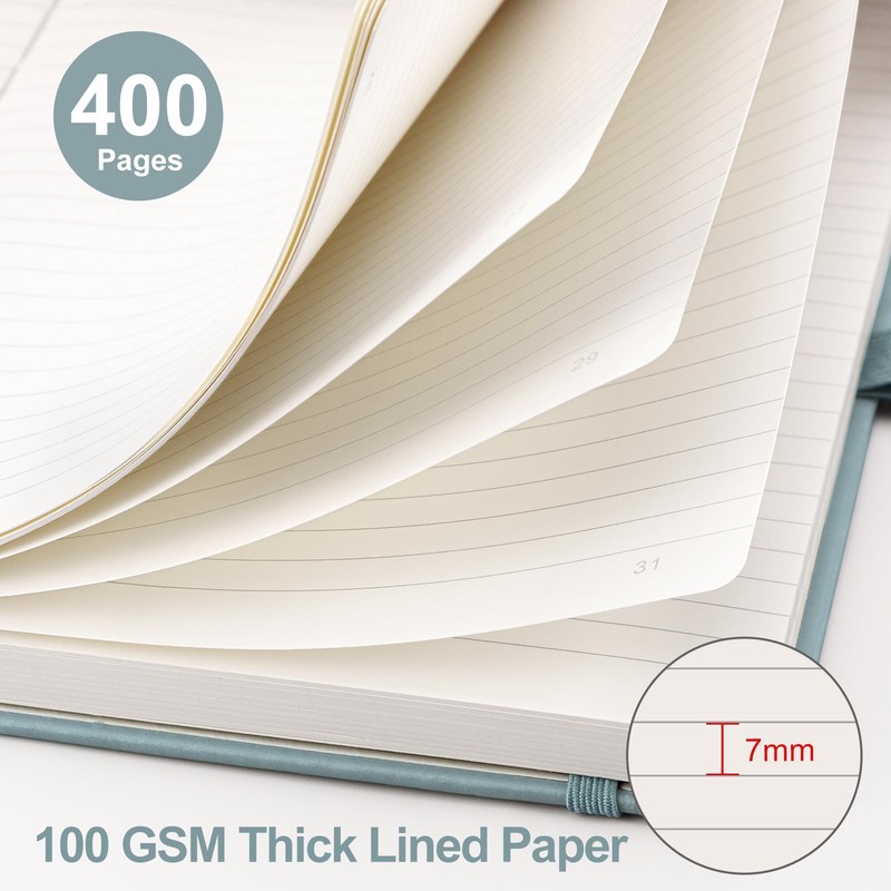 EMSHOI 400 Pages Notebook A5 - Lined Journal 100gsm Thick