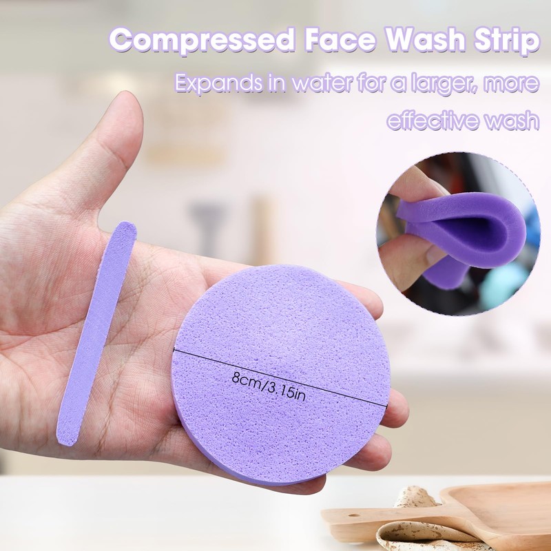 60 Pcs Facial Sponges, Compressed Face Cleansing Sponge Cellulose Face