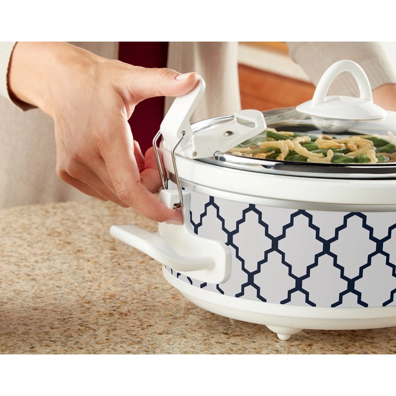 Crock-Pot Crockpot 2.5-Quart Mini Casserole Crock Slow Cooker, White/Blue