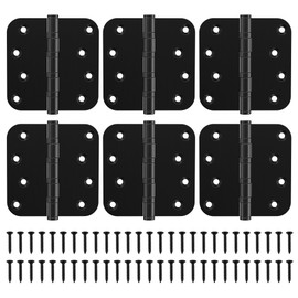 KOLET Ball Bearing Door Hinges, 4 x 4 Inches Black Door Hinges, Heavy Duty Stainless Steel Hinges, 5/8'' Radius Corner, Smooth and Quiet, Non Removable Pin, Matte Black, 6 Pack