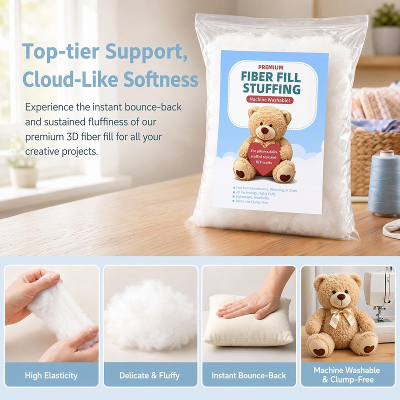 Fiberfill Stuffing for Stuffed Animals, Crafts, Cushions 17.6oz