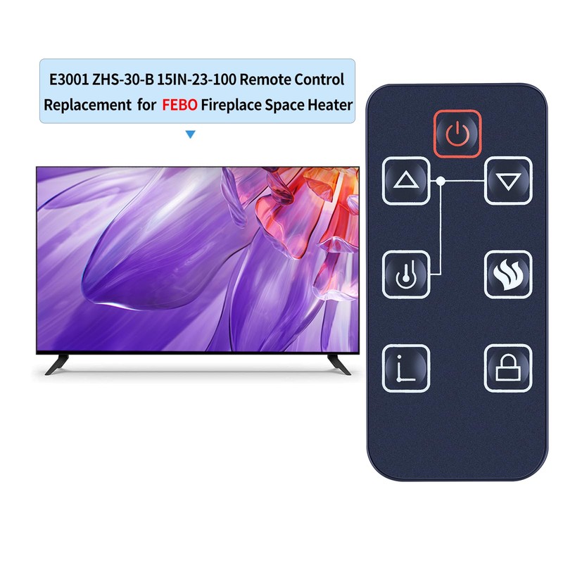 Replacement Remote Control for FEBO Flame Electric Fireplace 15IN-23-100 F15-I-005-031B