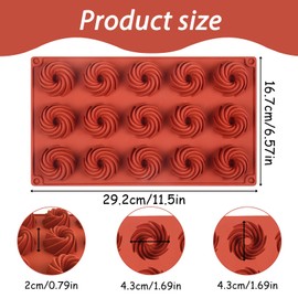 Molde de silicona con espiral, 15 cavidades, 11.5 x 6.6 pulgadas, paquete de 2, Terra Cotta
