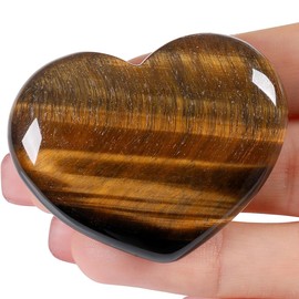 MAIBAOTA 45 mm Tiger Eye Crystal Stones Heart Love Crystal Valentines Gifts for Her Girlfriend Wife Palm Stone Reiki Crystal Gemstone Worry Stones for Anxiety