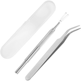 VNIDJGB 1 Set Tick Remover Tools for Dogs,Professional Tick Removal Tool,Stainless Steel Ticks Remover Complete Tool Kit,With Ticks Removal Tweezers & Sharp Rake and Box,for Humans,Cats & Dogs.