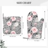 LONSANT Roses Oven Mitts Pot Holders Set Silicone Heat Resistant