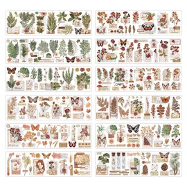 HDGSAFD 24pcs Plant Stickers Retro Stickers Scrapbook Decoration Materials Can Be Used For Notebooks, Photo Albums, Paper Art Etc.