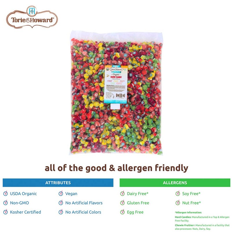 Torie and Howard Organic Hard Candy Bulk Candy, Five Assorted