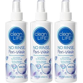 No-Rinse Peri-Wash, 8 fl oz - Soothing, Protecting Perineal Cleanser in a Rinse-Free Formula (Pack of 3)