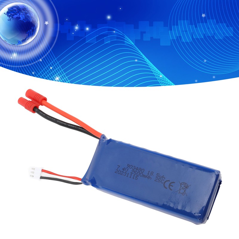 RC Drone Lipo Battery 7.4V 2500mAh Overcharge Prevent Short Circuit