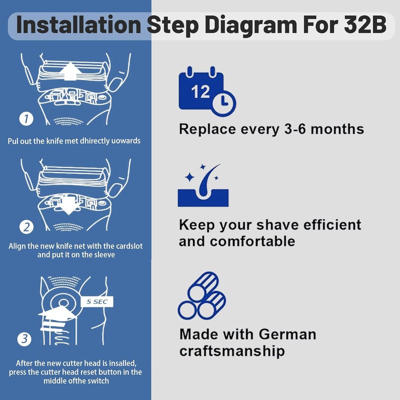 Series 3 32B Replacement Head, Series 3 Electric Shaver Replacement
