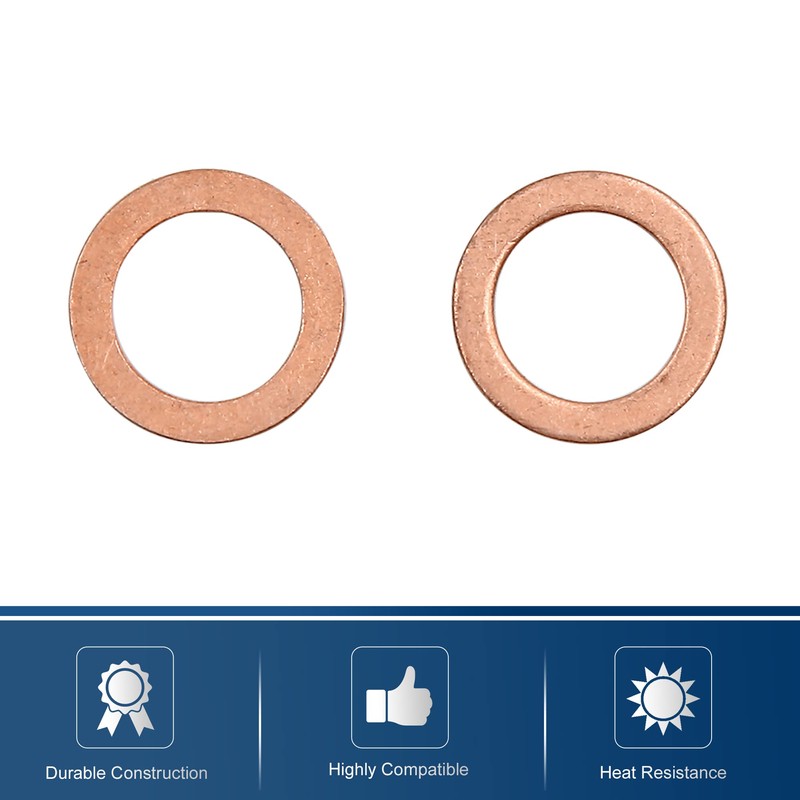 sourcing map 12 mm Inner Diameter Copper Washers Car Seals
