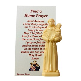 Westmon Works Saint Anthony Home Finding Kit Mini Statue with Prayer Card for Finding and Buying a House
