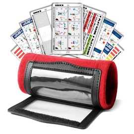 1NMORE Football Wristbands with Playbook System,Wrist Coach for Youth,5on5 Flag Football Wrist Bands with 43 Plays Stickers & 3 PVC Cards (Red, 1 Pack)