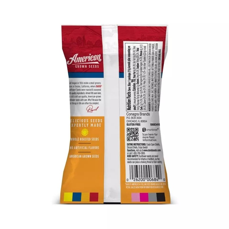 David Sunflower Seeds 36-Bags Nacho0.8oz. New