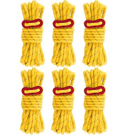 PEAKTREND 6 Pack 4mm Outdoor Guy Lines Tent Cords Lightweight Camping Rope with Aluminum Guylines Adjuster Tensioner Pouch for Tent Tarp, Canopy Shelter, Camping, Hiking, Backpacking (Yellow)