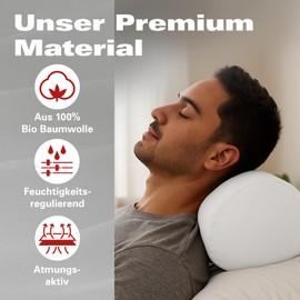 BaSaTex Organic Cushion Covers for Bolster Bolster 40 x 15 cm Pack of 2 - 97% GOTS Certified Cotton + 3% Elastane - Colour: White