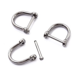 Pstyle PST-072 Key Ring Key Ring D-Ring Inner Diameter 0.7 inch (17 mm) Set of 3, Silver