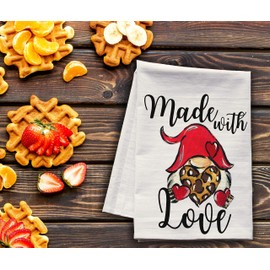 Valentine Love Premium Kitchen Towel - Extra large flour sack tea towel, dish towel, Love Coffee themed gifts for the kitchen - Made in the USA (Made with Love Gnome)