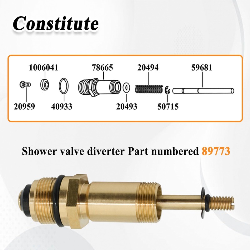 Ebrmeiwo 89773 Diverter Kit for Shower Valve Cartridge Part, Valve