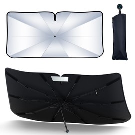 [2025 Upgrade] FLORICH Windshield Sunshade Umbrella Foldable Car Windshield Sun Shade Cover, [Nano-Ice-Crystal Coatings] Protect Interior from from UV Keep Car Cooler Medium(57" L x 32" W)